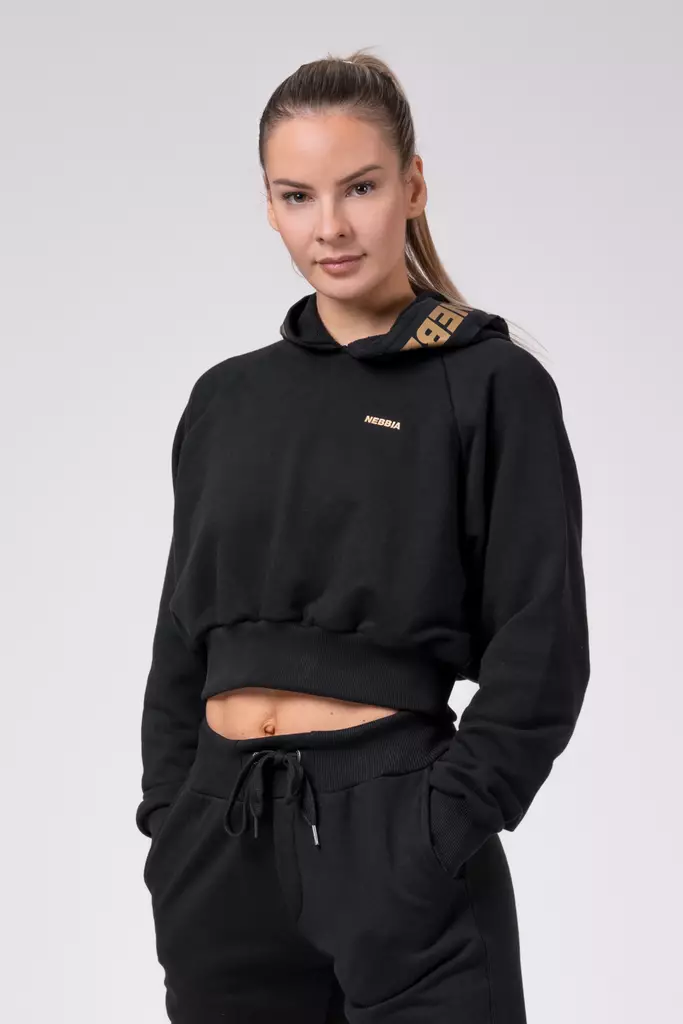 NEBBIA Golden Cropped hoodie Black naisten treenihuppari - Naisten yläosat - 09340 - 1