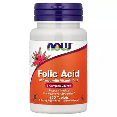 Now Foods Folic Acid Vitamin B12 800mcg - B-vitaminer - 11791 - 1