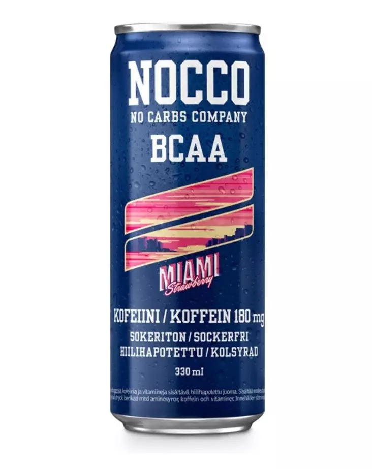 NOCCO Miami Strawberry BCAA 330ml energiajuoma - Juomat - 06643-04 - 1