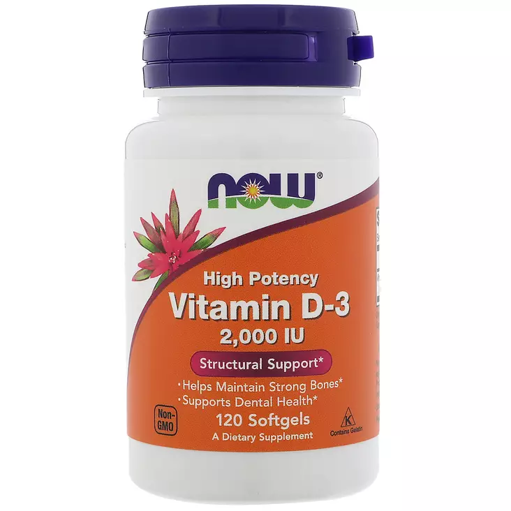 NOW Foods Vitamin D3 2000 IU 120 softgels - Vitamin D - 01594 - 1
