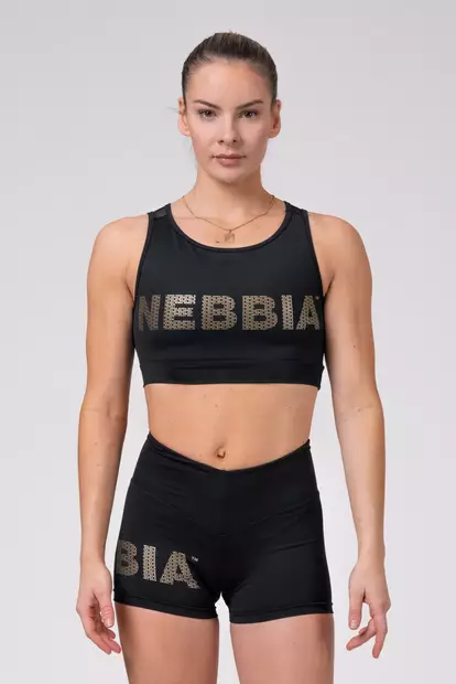 NEBBIA Gold Mesh mini top Black naisten treeni toppi - Naisten yläosat - 09339 - 1