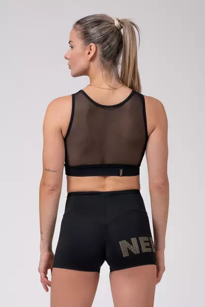 NEBBIA Gold Mesh mini top Black naisten treeni toppi - Naisten yläosat - 09339 - 2